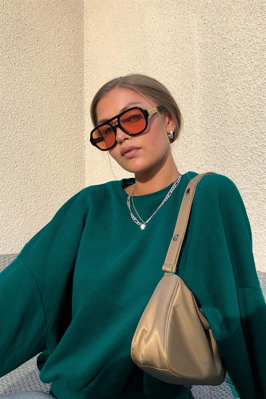 Petrol Mavisi Bisiklet Yaka Basic Kadın Sweatshirt MG1559