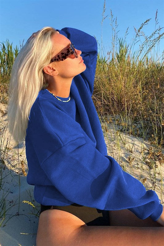 Saks Bisiklet Yaka Basic Kadın Sweatshirt MG1559