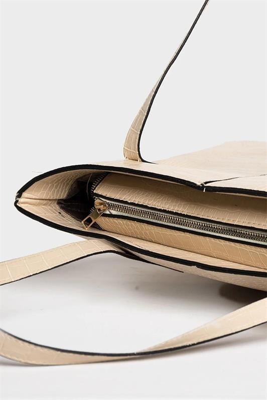 Shoping Bag Kadın Bej Kol Çantası MG1659