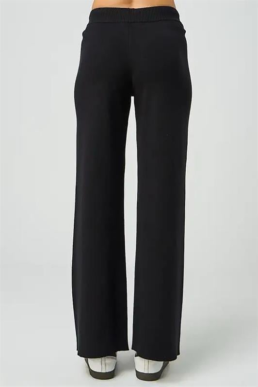 Siyah Beli Ayarlanabilir Geniş Paça Pantolon MG2089