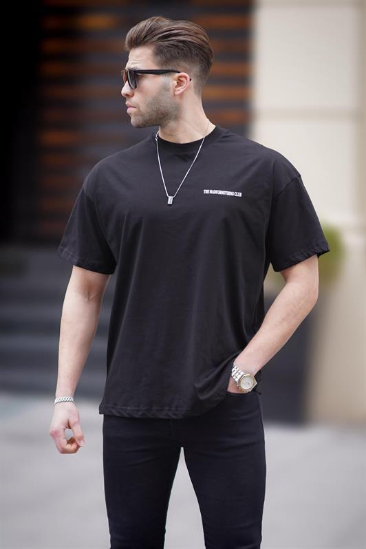 Siyah Oversize Baskılı Erkek Tişört 6192