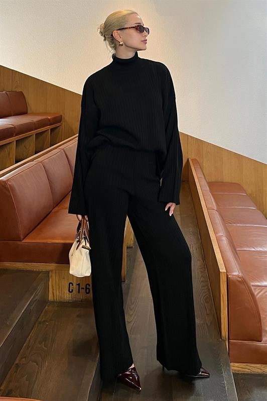 Siyah Uzun Kollu Triko Kazak Pantolon İkili Takım MG2173