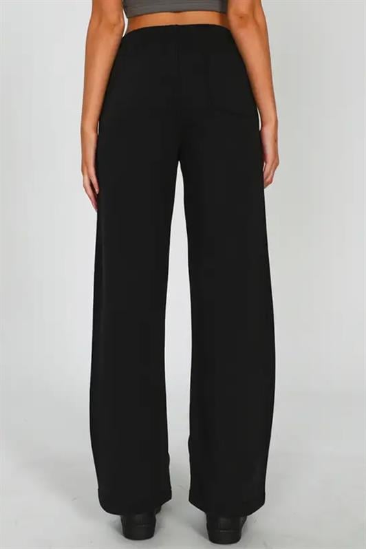 Siyah Wide Leg Basic Kadın Eşofman Altı MG1916