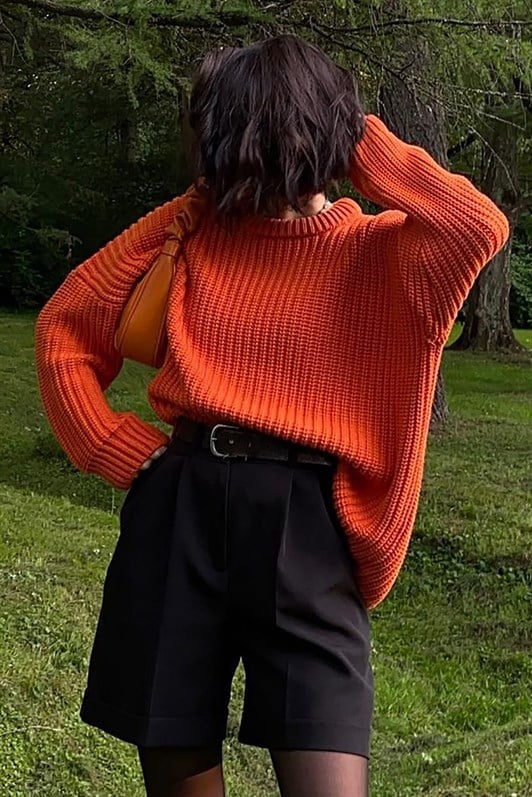 Turuncu Bisiklet Yaka Basic Kadın Kazak MG1264