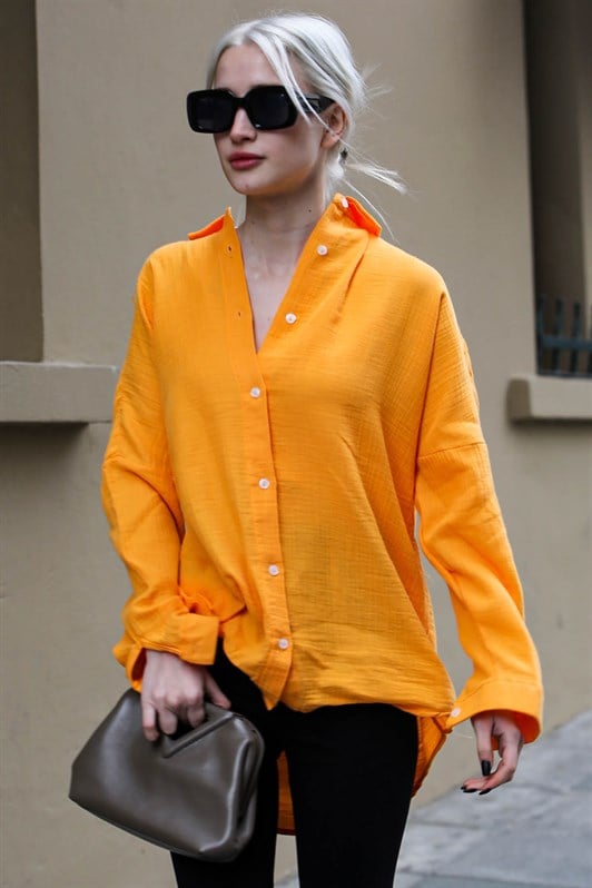 Turuncu Muslin Kumaş Basic Kadın Gömlek MG1660