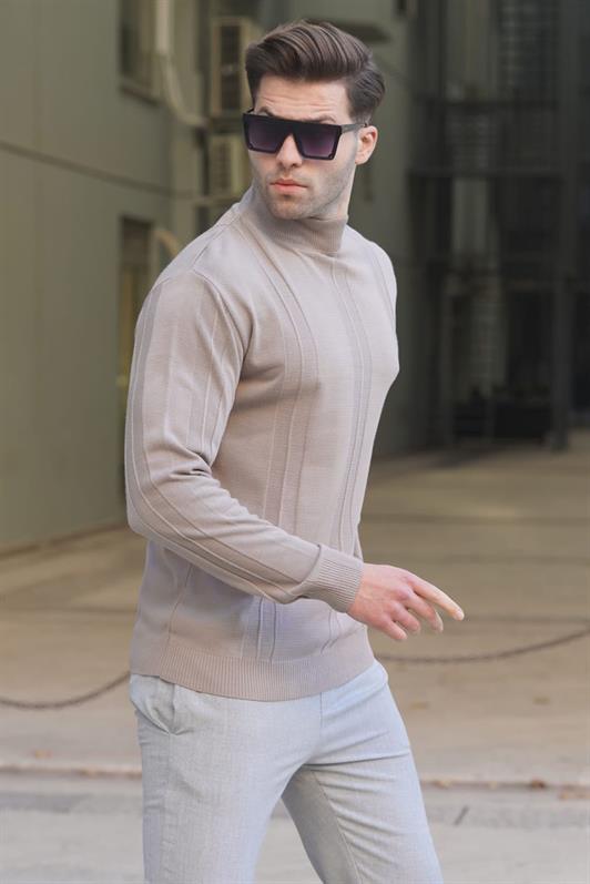 Vizon Balıkçı Yaka Desenli Erkek Kazak 6825