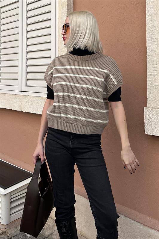 Vizon Çizgili Triko Süveter MG2159