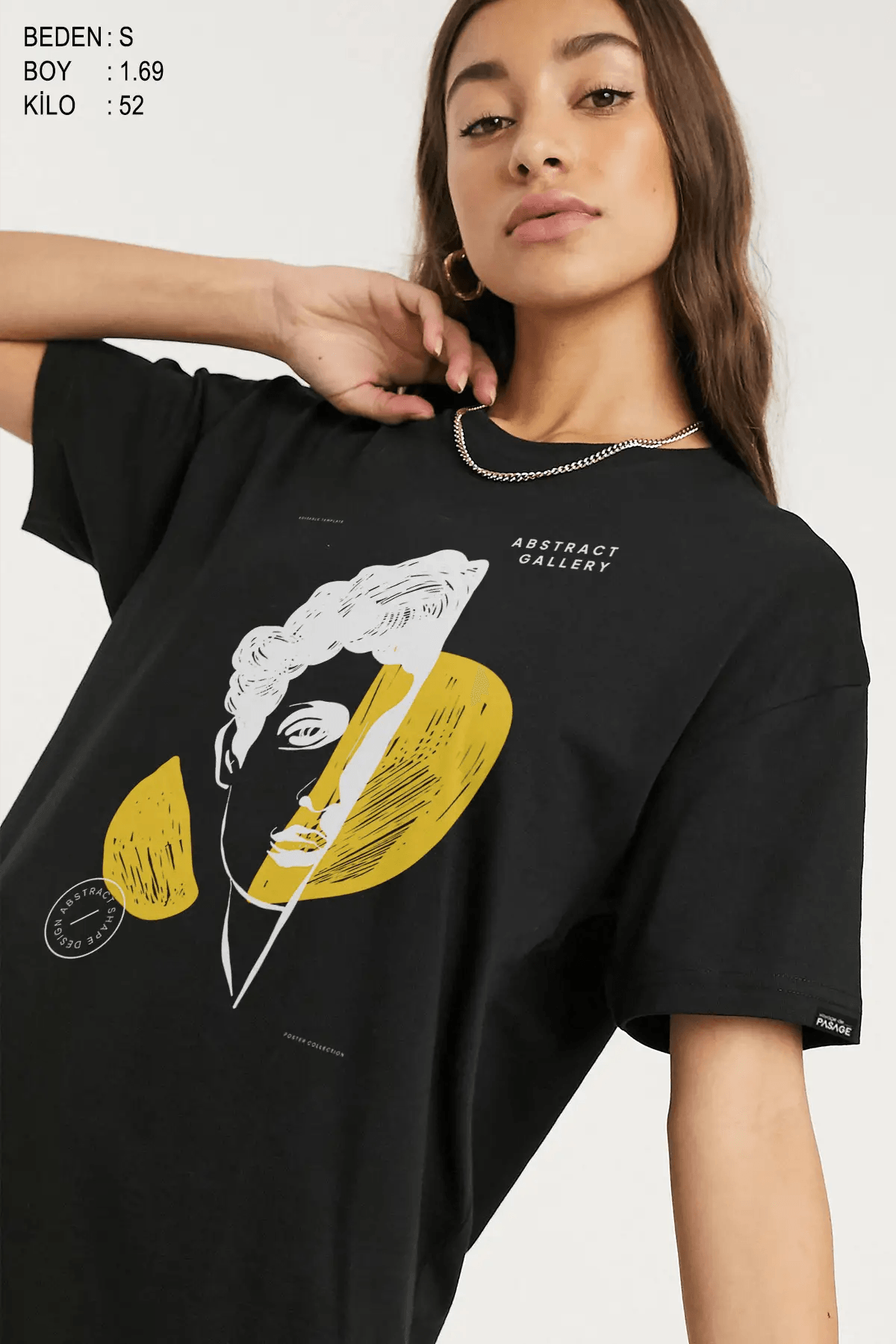 Abstract Gallery Oversize Kadın Tişört - PΛSΛGE