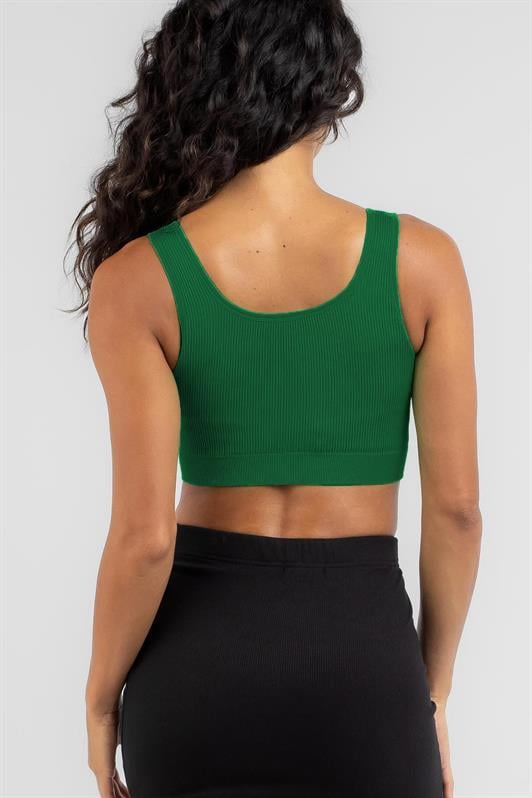 Yeşil Askılı Basic Crop Top Bluz MG1757