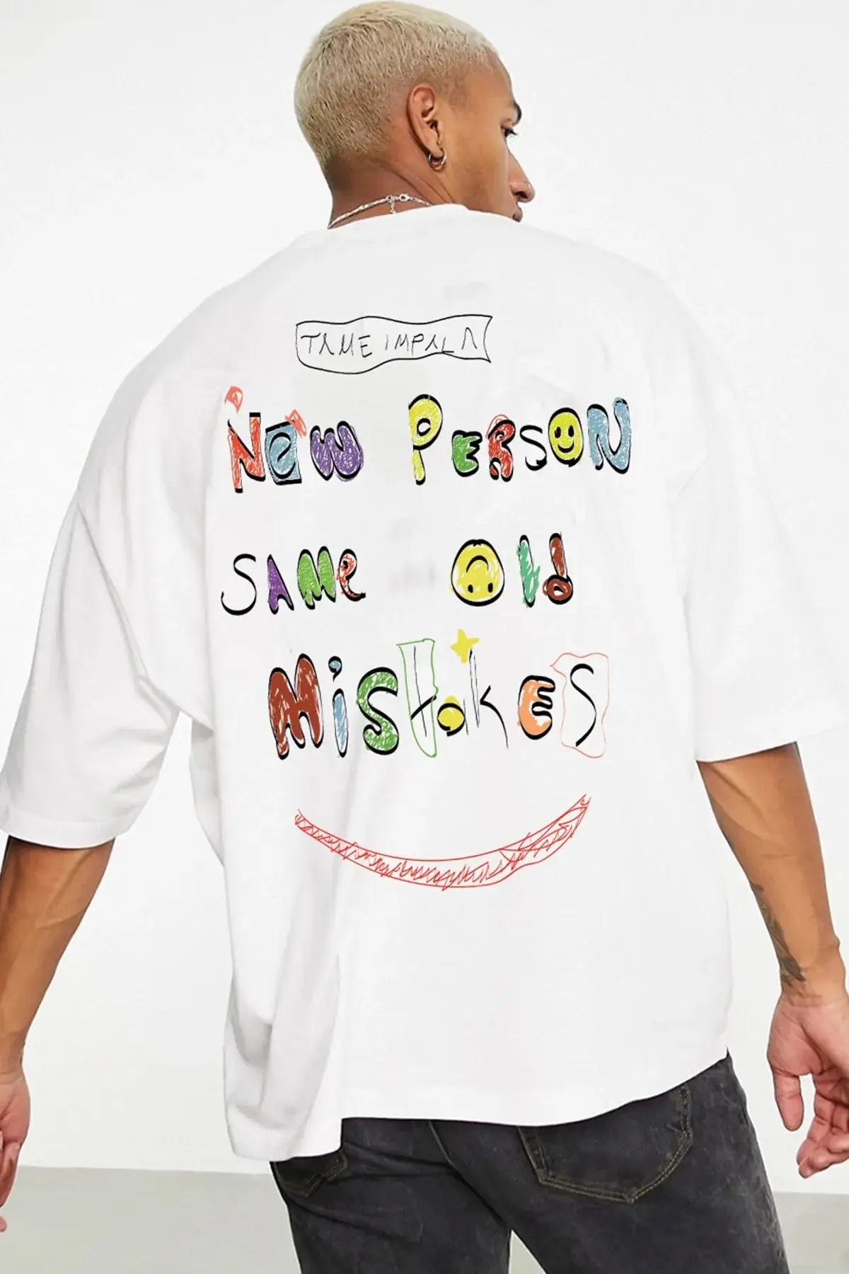 Same Old Mistakes Oversize Erkek Tişört - PΛSΛGE