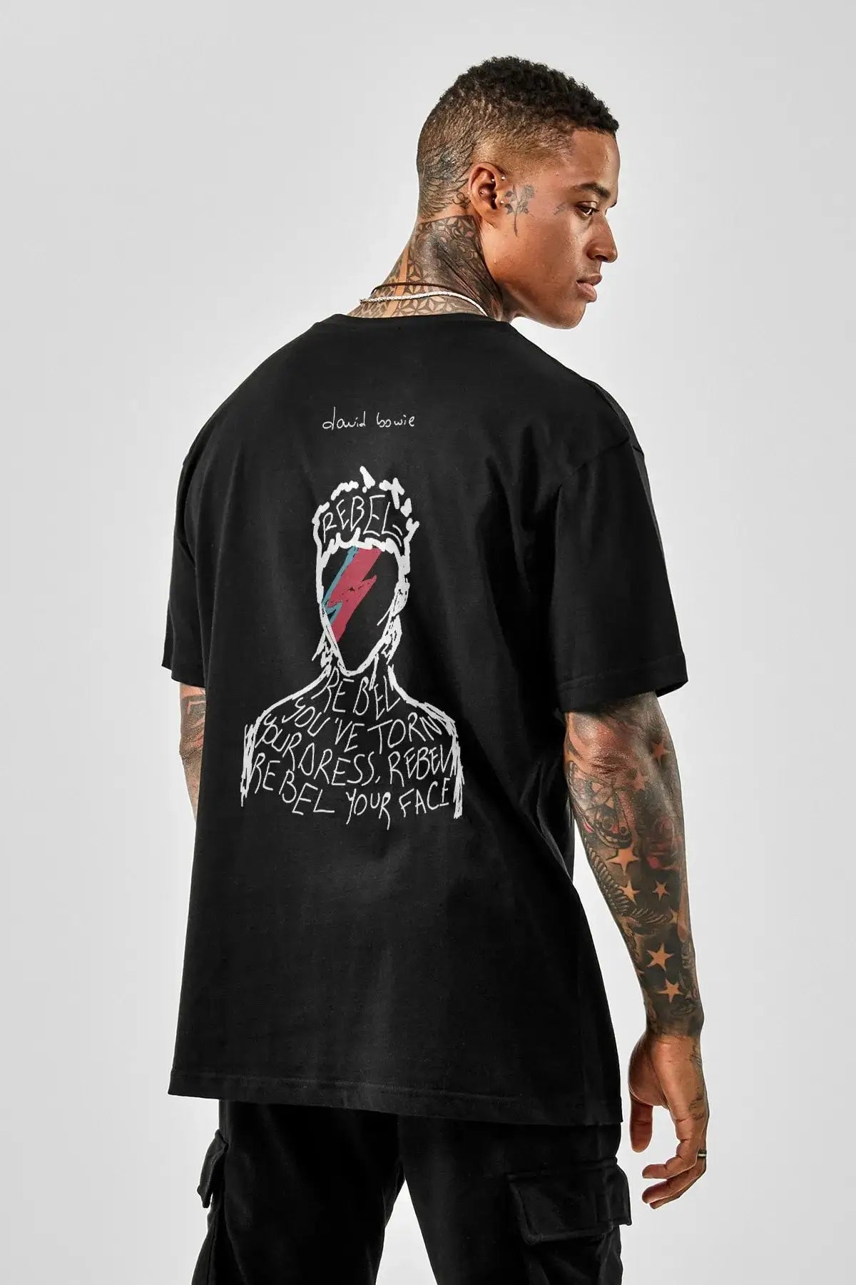 David Bowie Oversize Erkek Tişört - PΛSΛGE