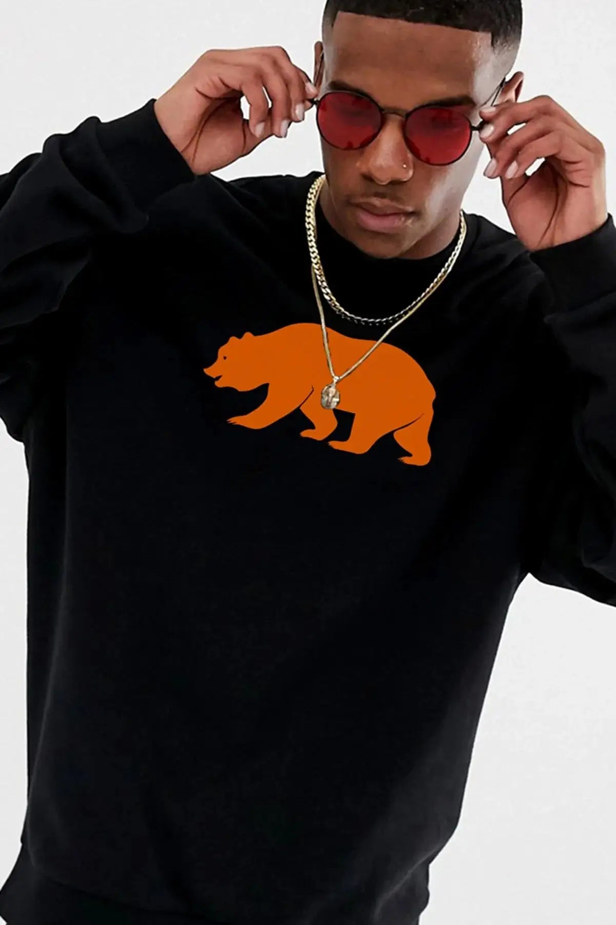 Orange Bear Oversize Erkek Sweatshirt - PΛSΛGE