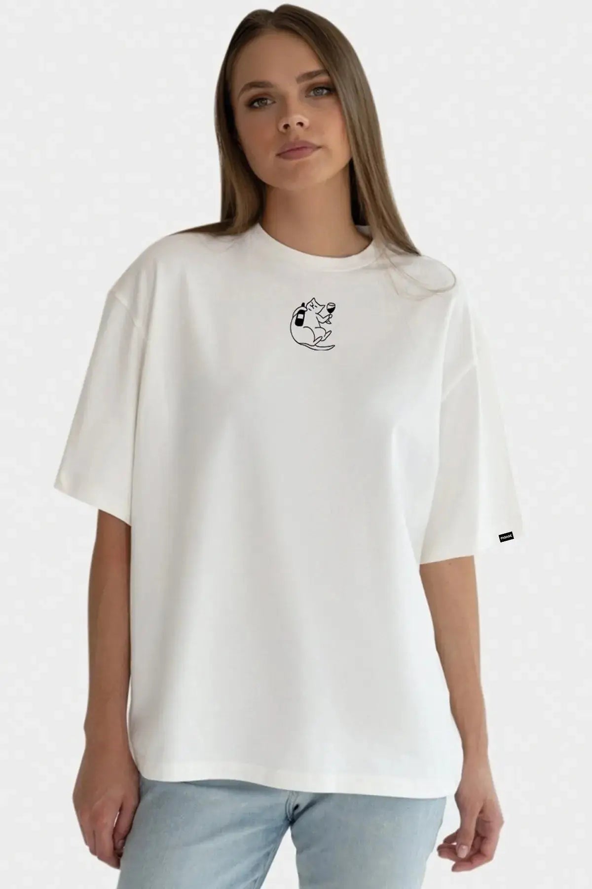 Catline Oversize Kadın Tişört - PΛSΛGE