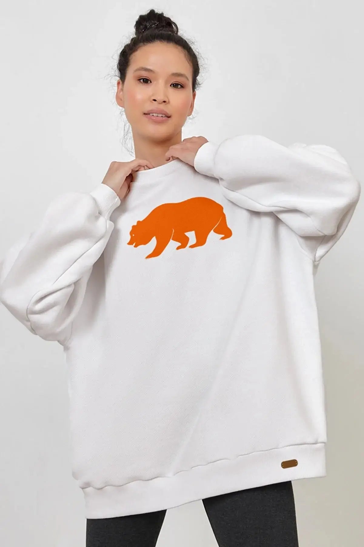 Orange Bear Oversize Kadın Sweatshirt - PΛSΛGE