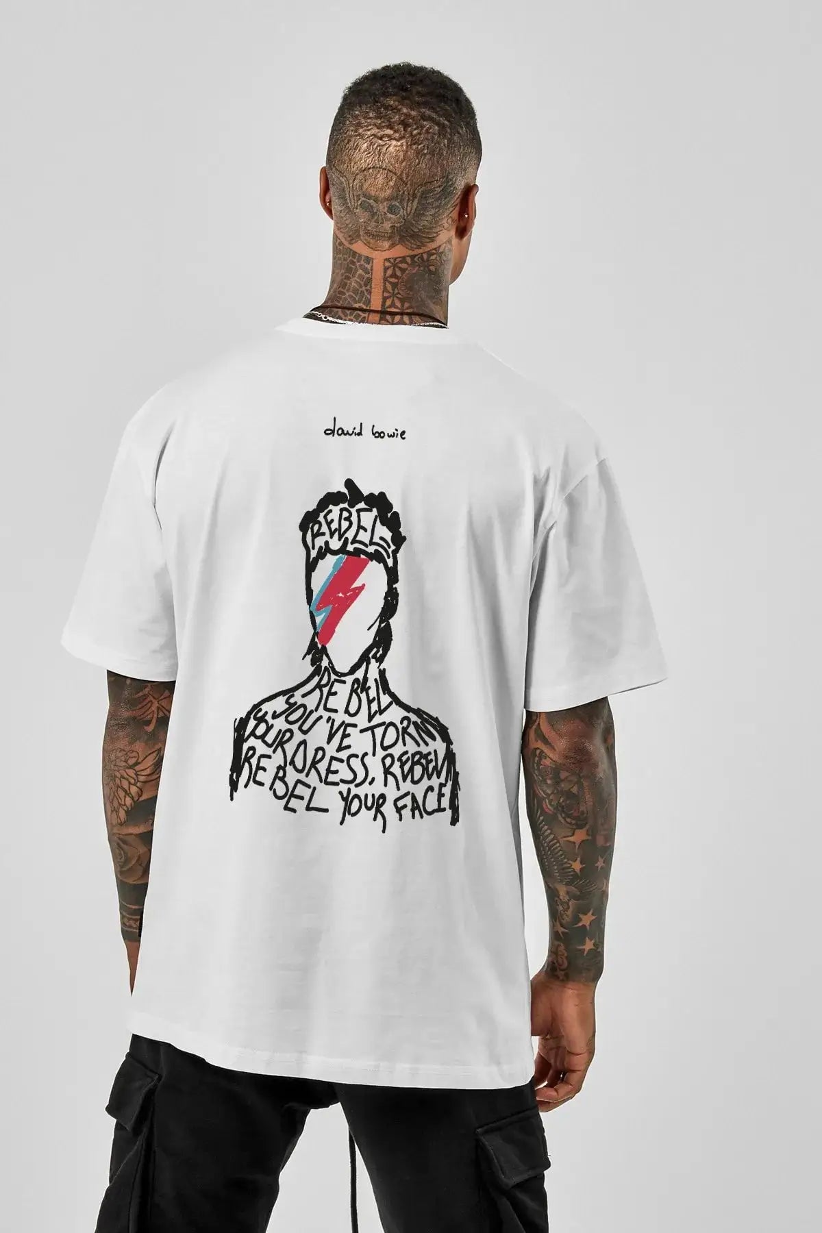 David Bowie Oversize Erkek Tişört - PΛSΛGE