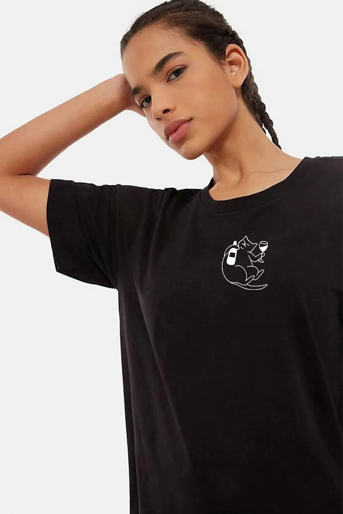 Catline Oversize Kadın Tişört - PΛSΛGE