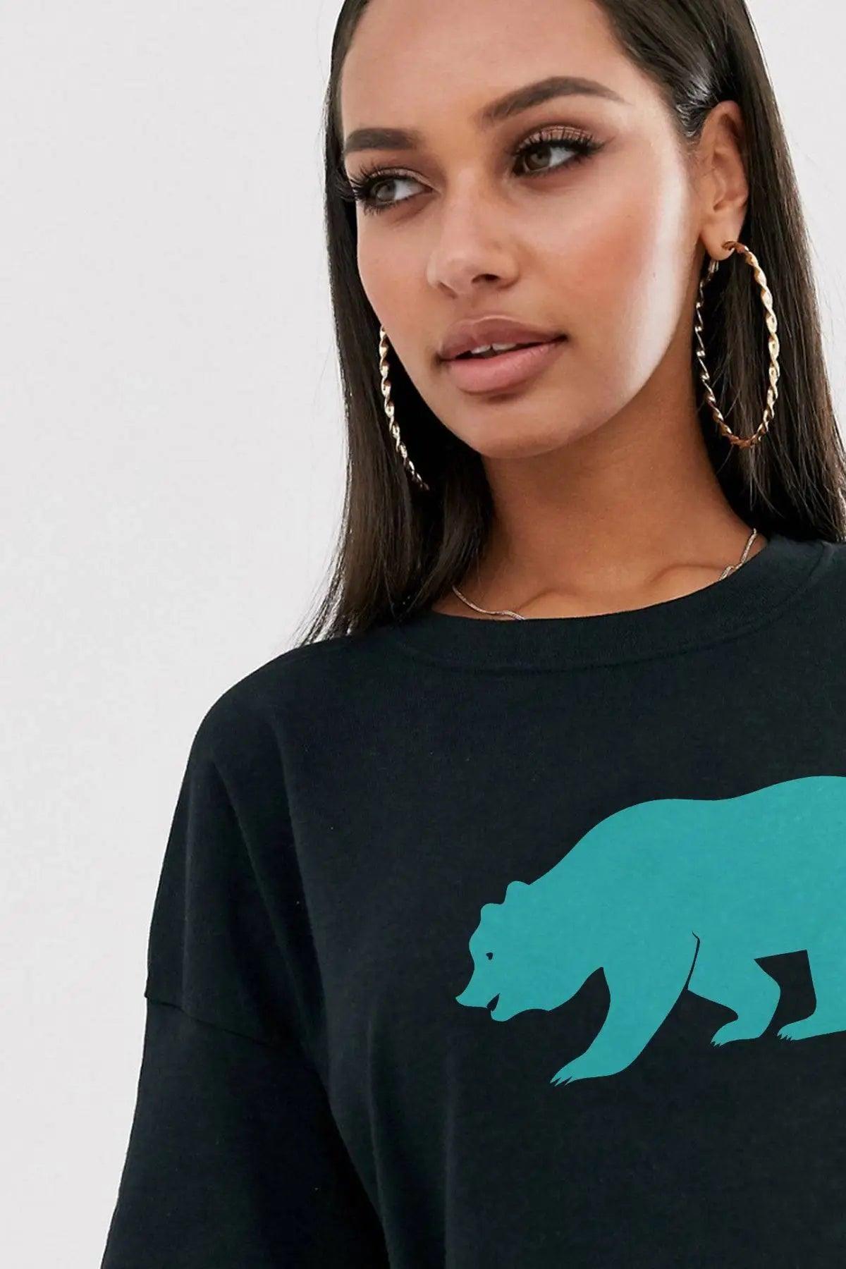 Blue Bear Oversize Kadın Tişört PΛSΛGE