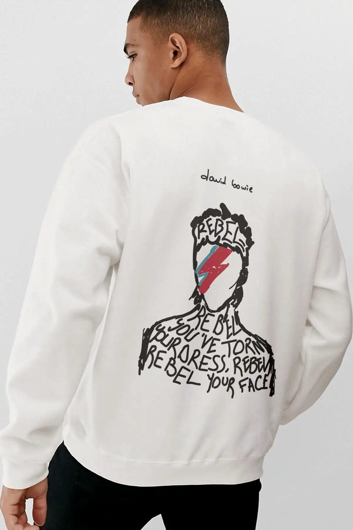 DAVID BOWIE Oversize Erkek Sweatshirt PΛSΛGE