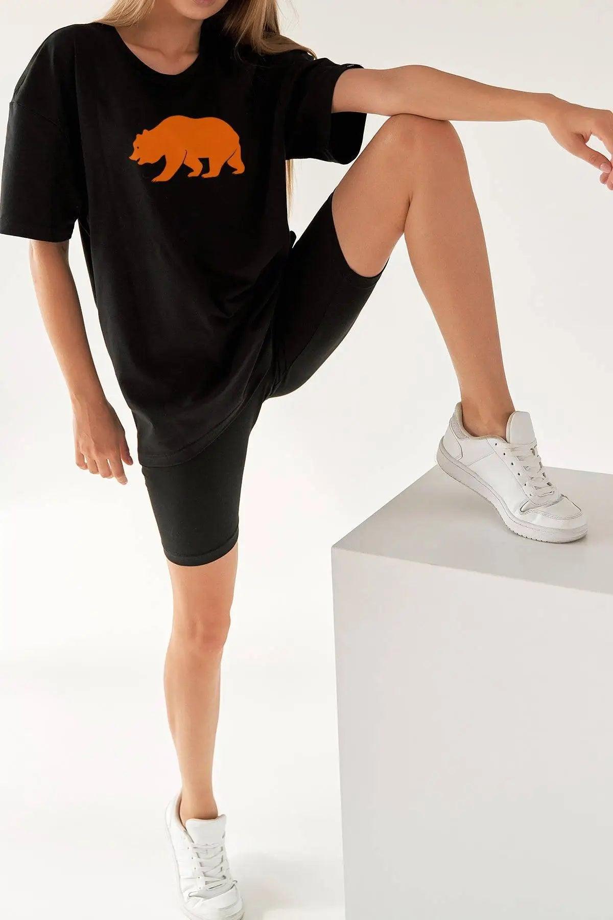 Orange Bear Oversize Kadın Tişört PΛSΛGE