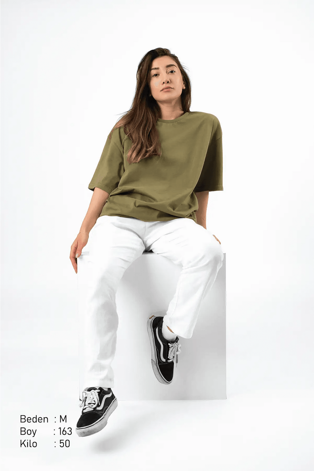 Soleil Haki Oversize Kadın Tişört PΛSΛGE