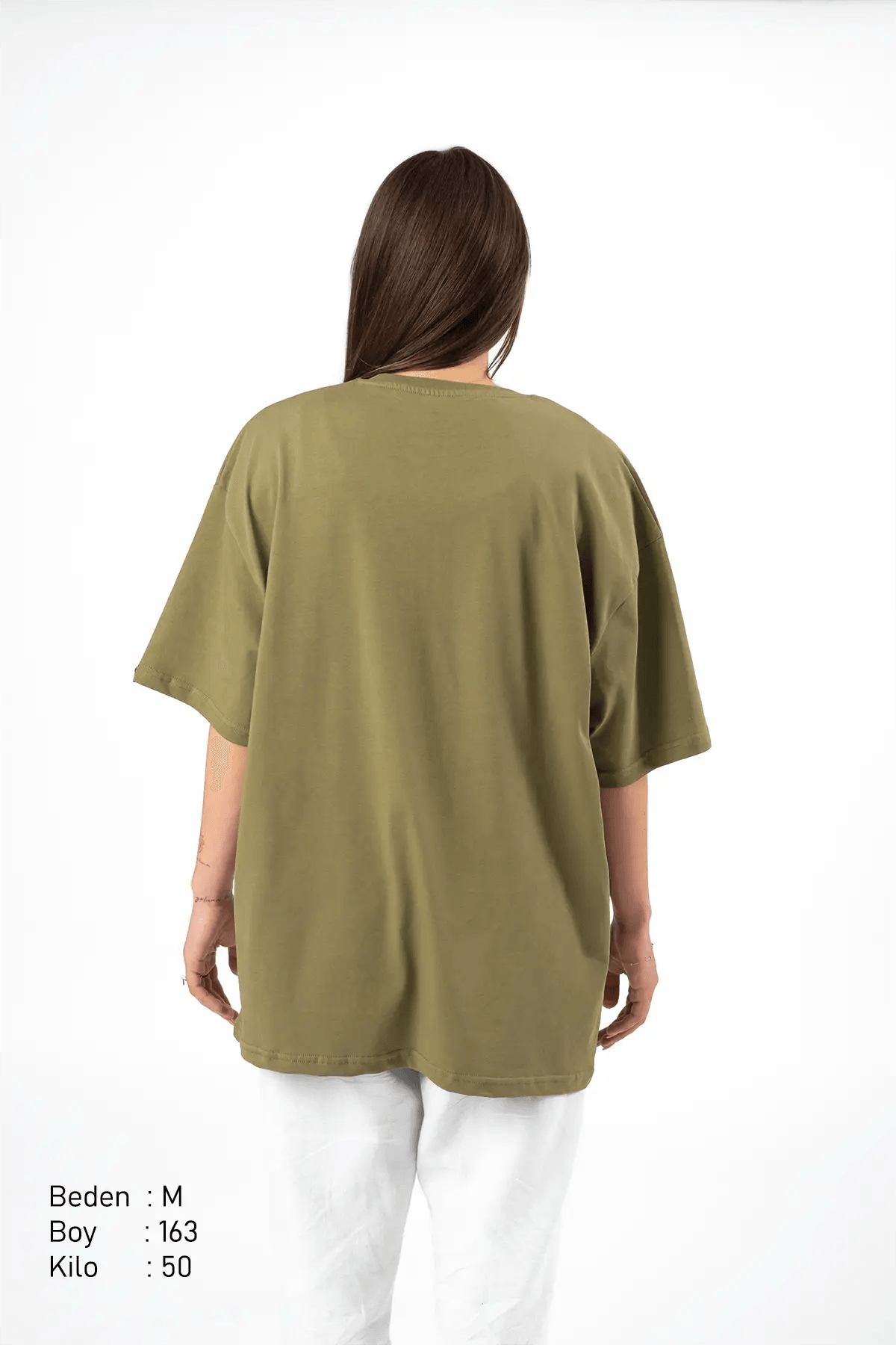 Square Haki Oversize Kadın Tişört PΛSΛGE