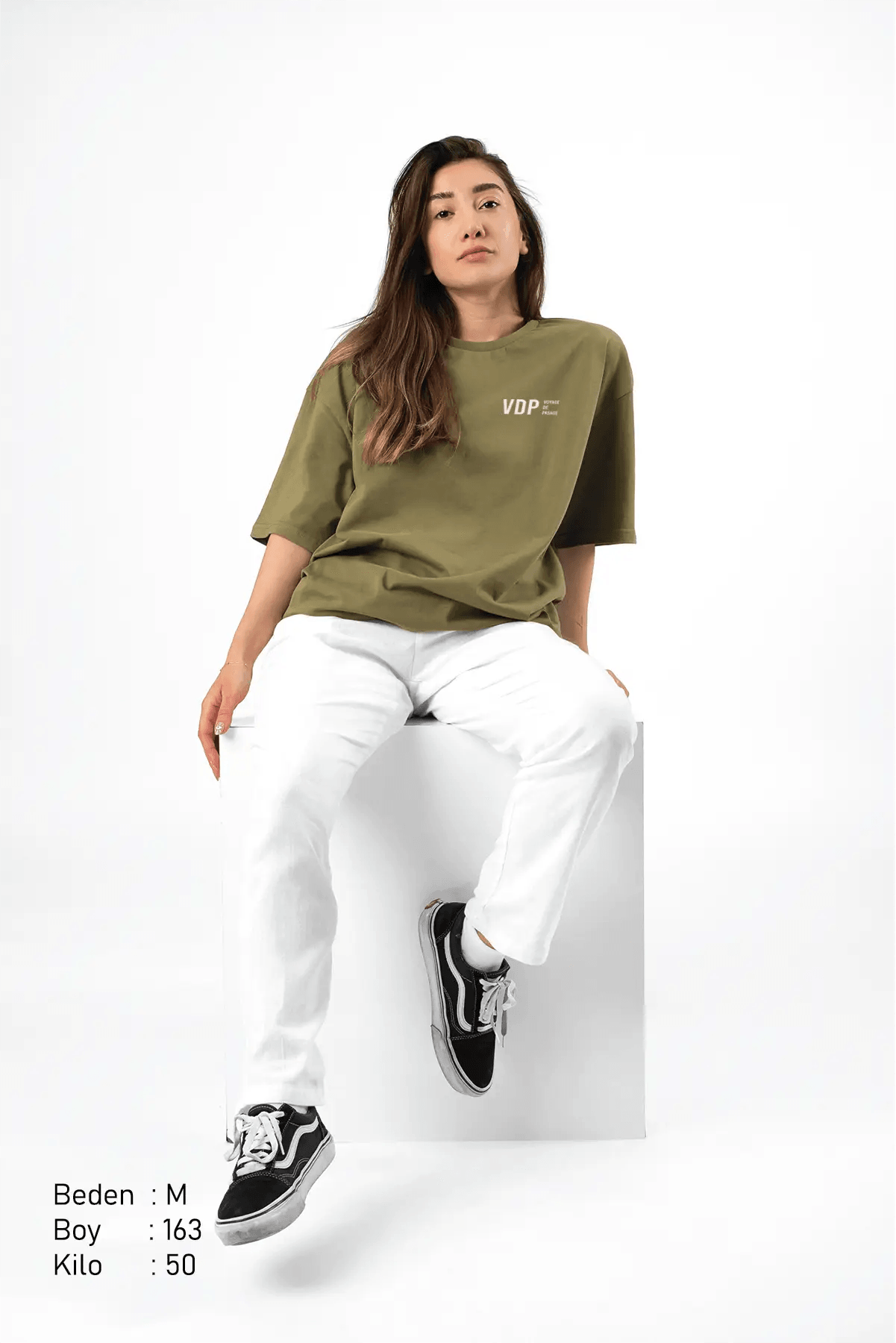 Square Haki Oversize Kadın Tişört PΛSΛGE