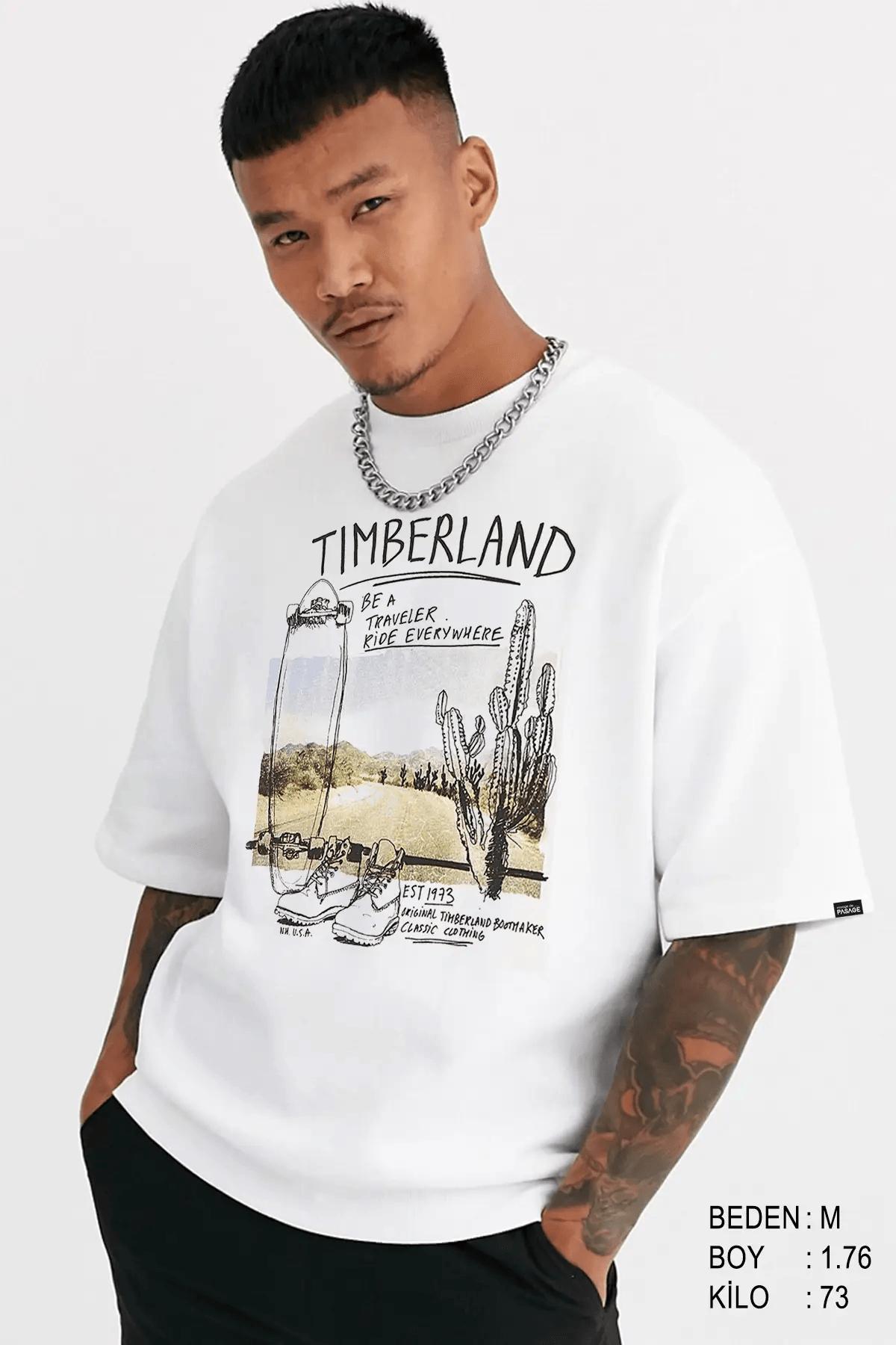 Timberland Oversize Erkek Tişört PΛSΛGE