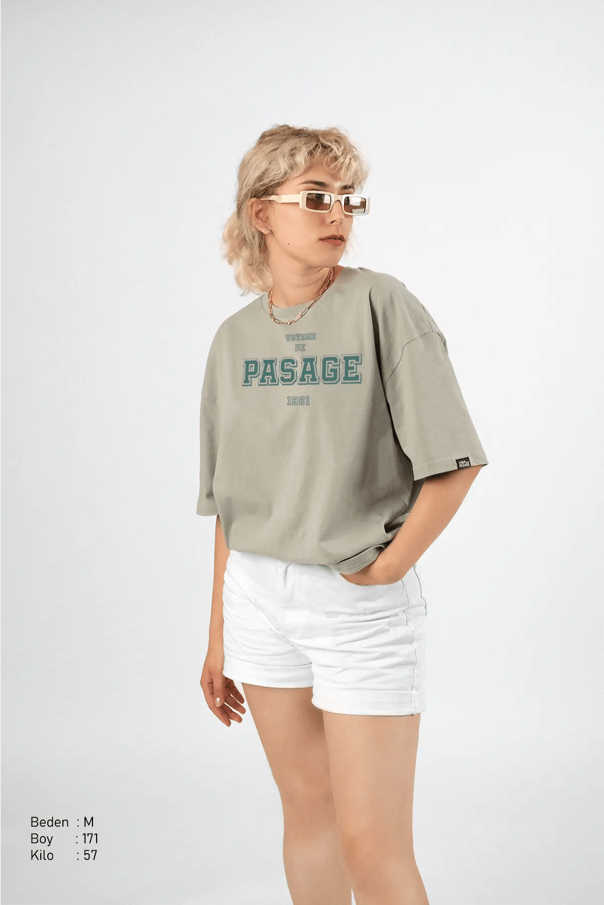 Vdp 1981 Pastel Yeşil Oversize Kadın Tişört PΛSΛGE