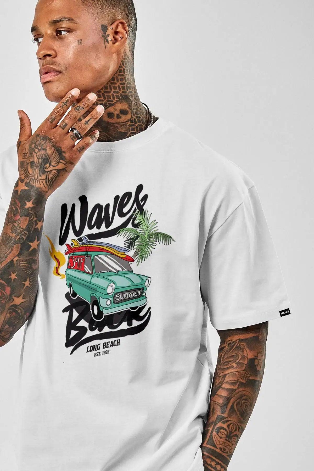 Waves Oversize Erkek Tişört PΛSΛGE