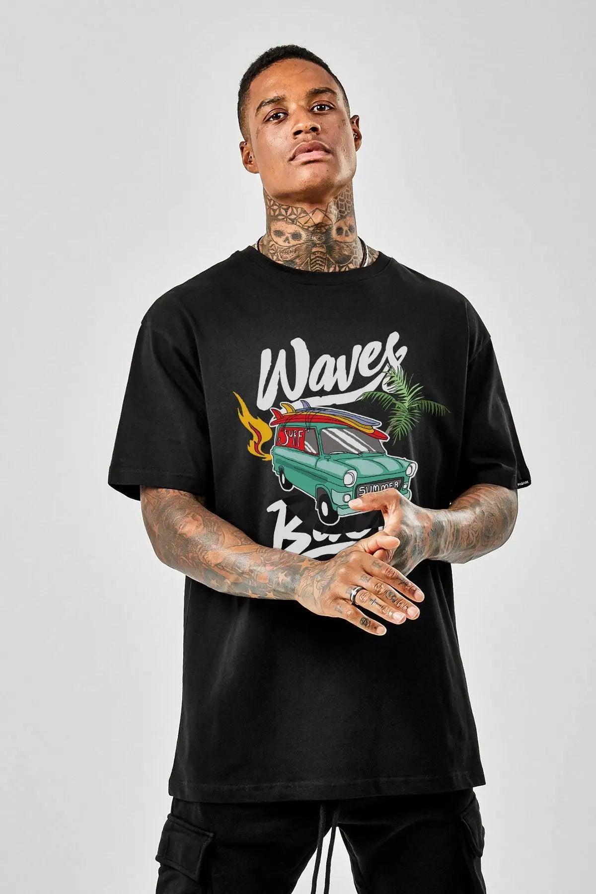 Waves Oversize Erkek Tişört PΛSΛGE