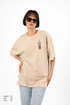 Wined Bej Oversize Kadın Tişört PΛSΛGE