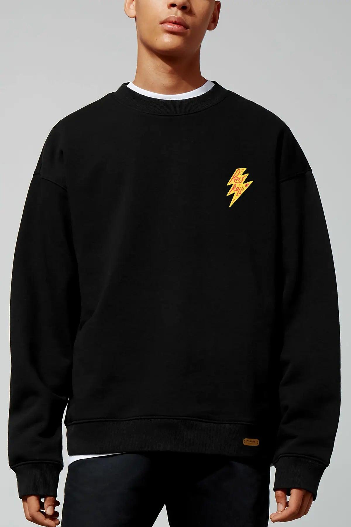 Rock N Roll Oversize Erkek Sweatshirt - PΛSΛGE