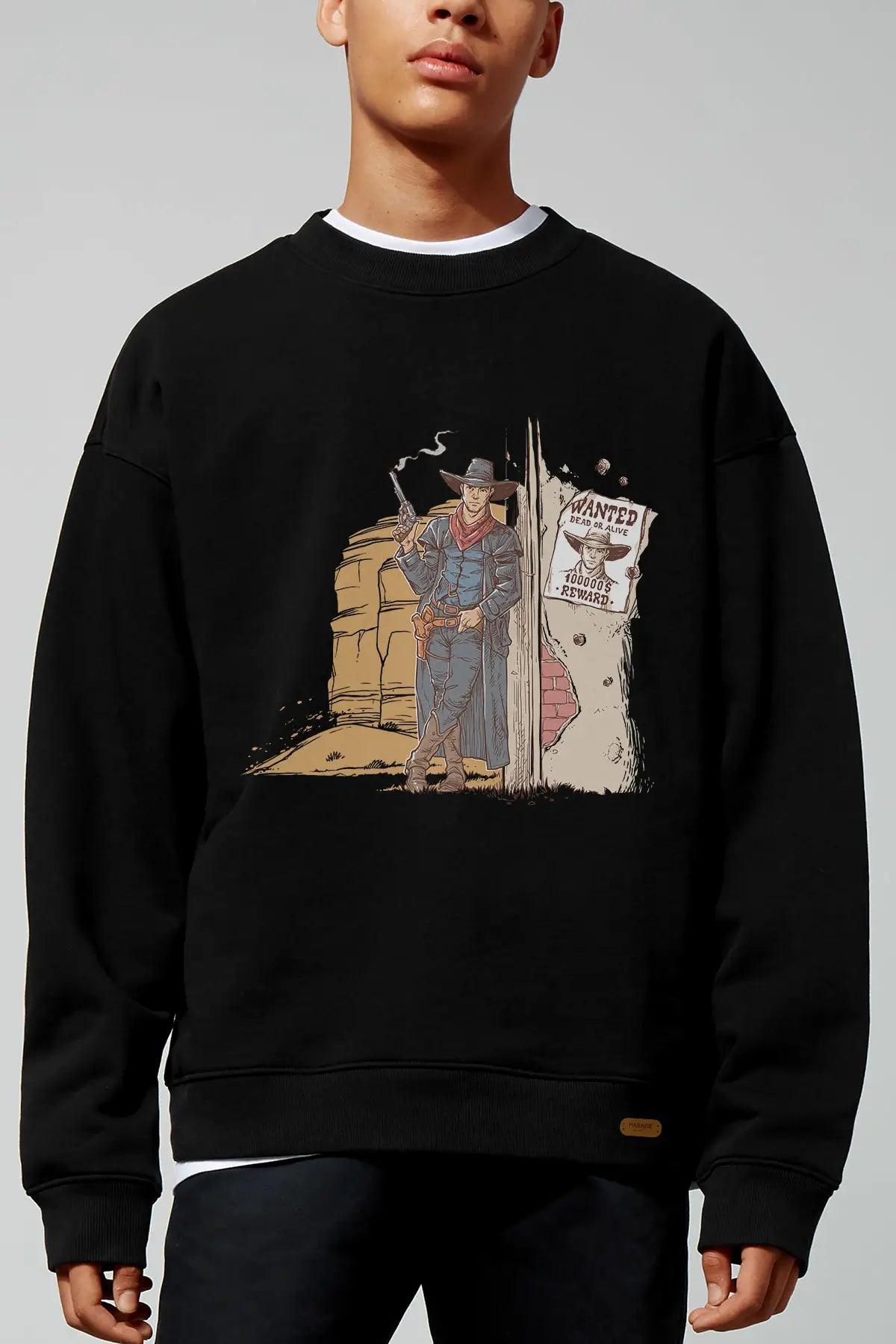 Wanted Cowboy Oversize Erkek Swatshirt - PΛSΛGE