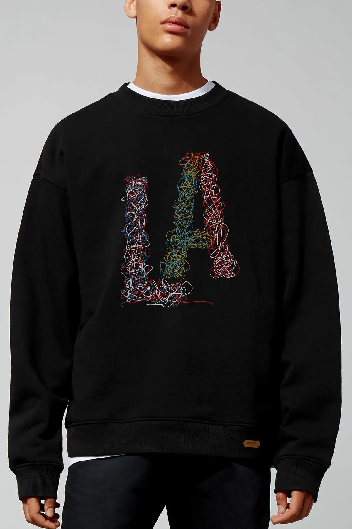 Linear LA Oversize Erkek Sweatshirt - PΛSΛGE