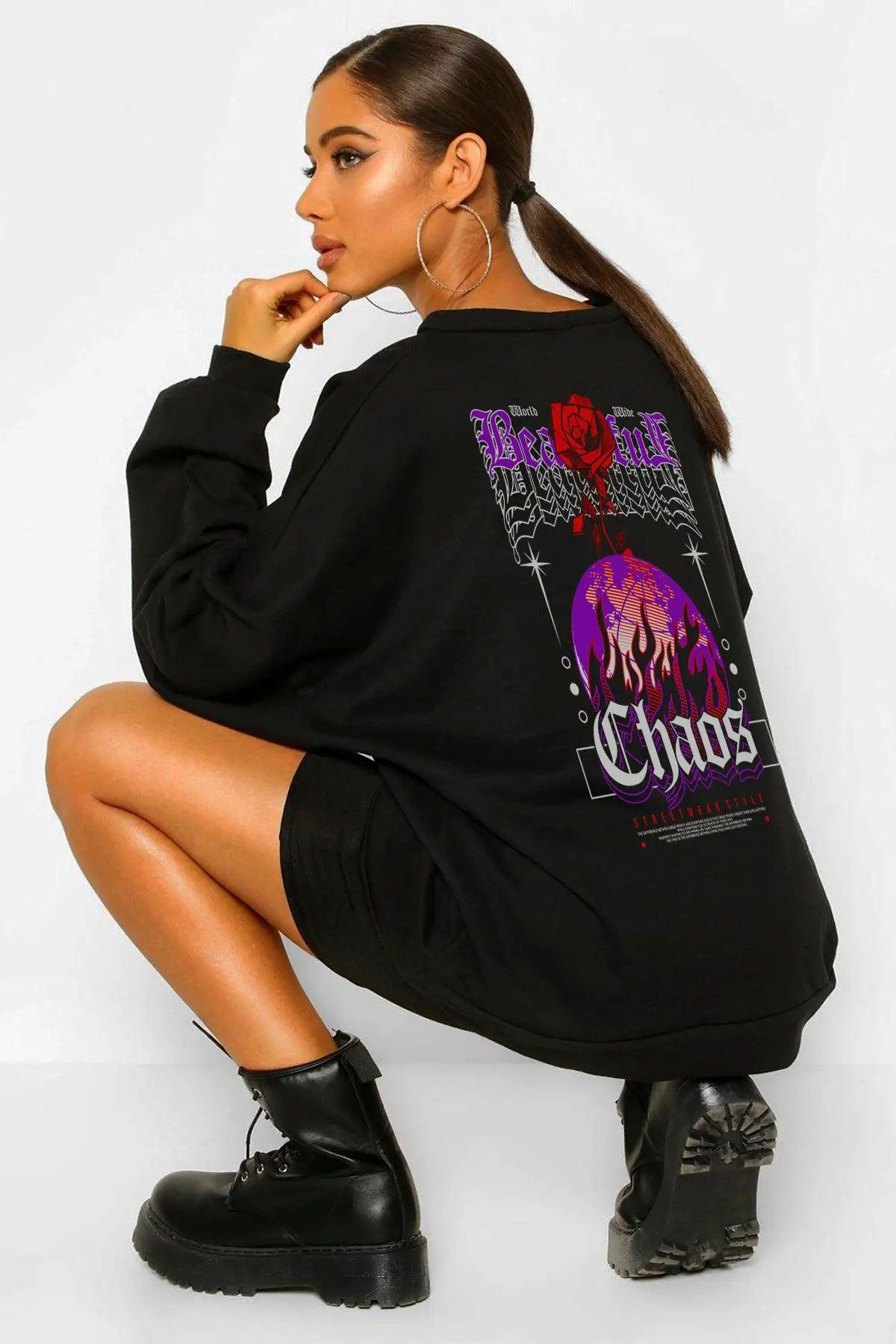 Chaotic Oversize Kadın Sweatshirt - PΛSΛGE