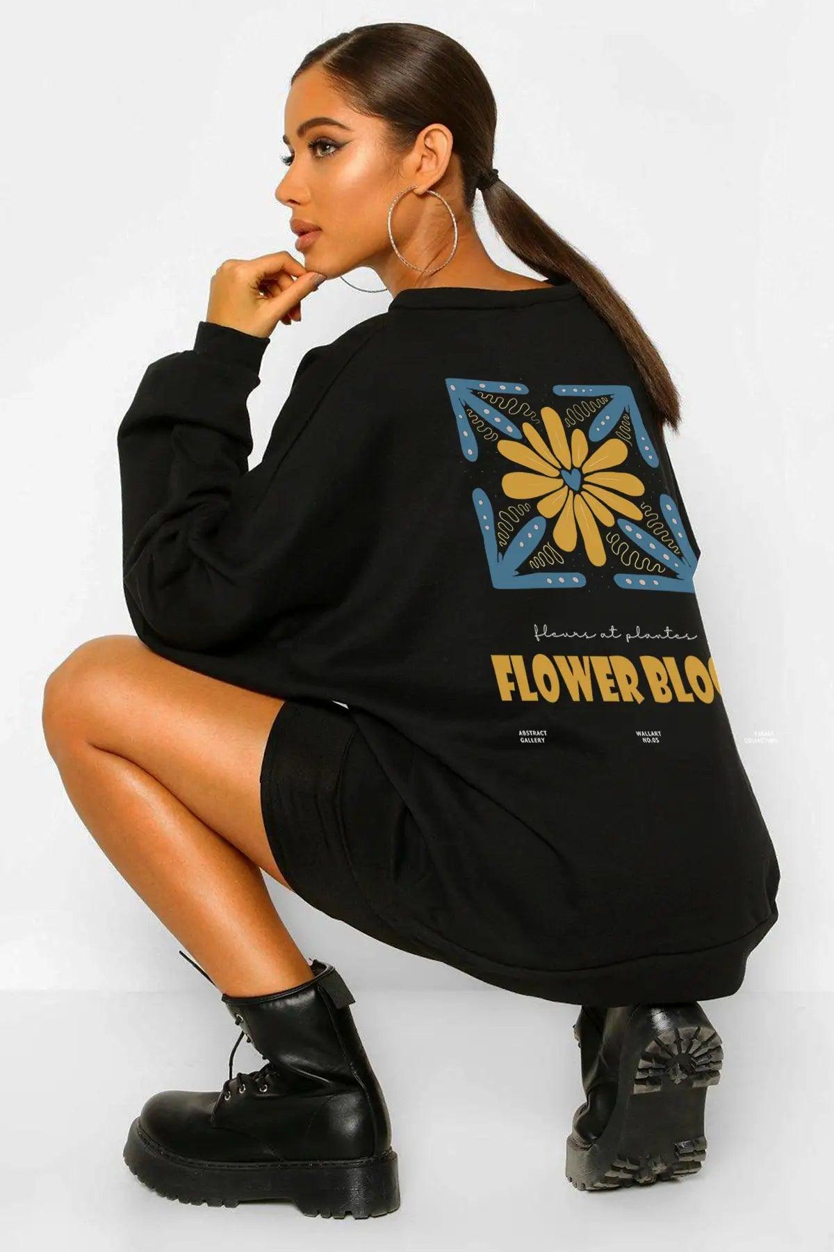 Flower Bloom Oversize Kadın Sweatshirt - PΛSΛGE