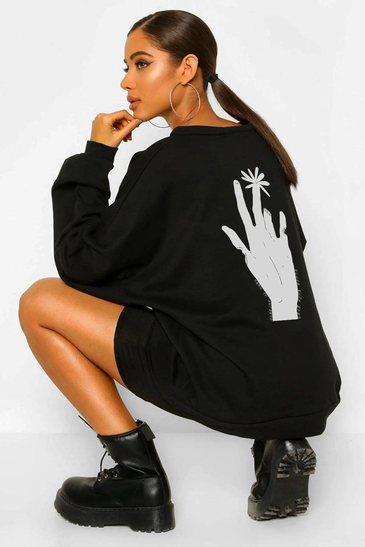 Sleight Of Hand Oversize Kadın Sweatshirt - PΛSΛGE