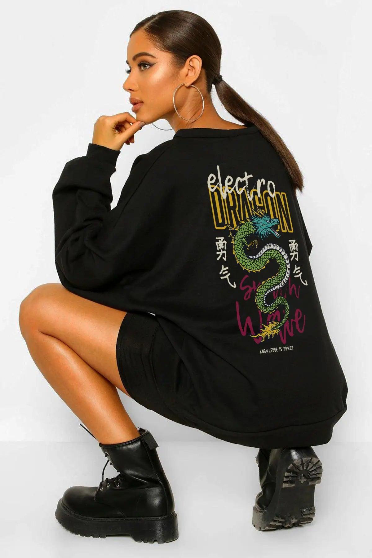 Electro Dragon Oversize Kadın Sweatshirt - PΛSΛGE