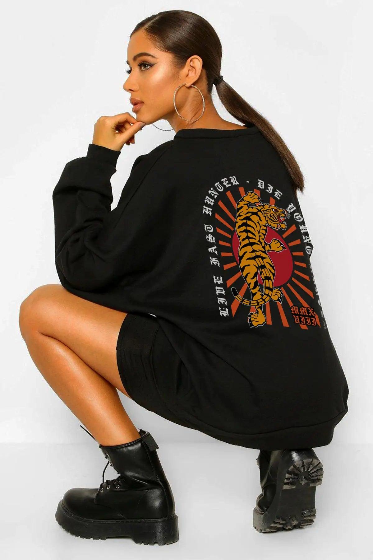 Japanese Tiger Oversize Kadın Sweatshirt - PΛSΛGE