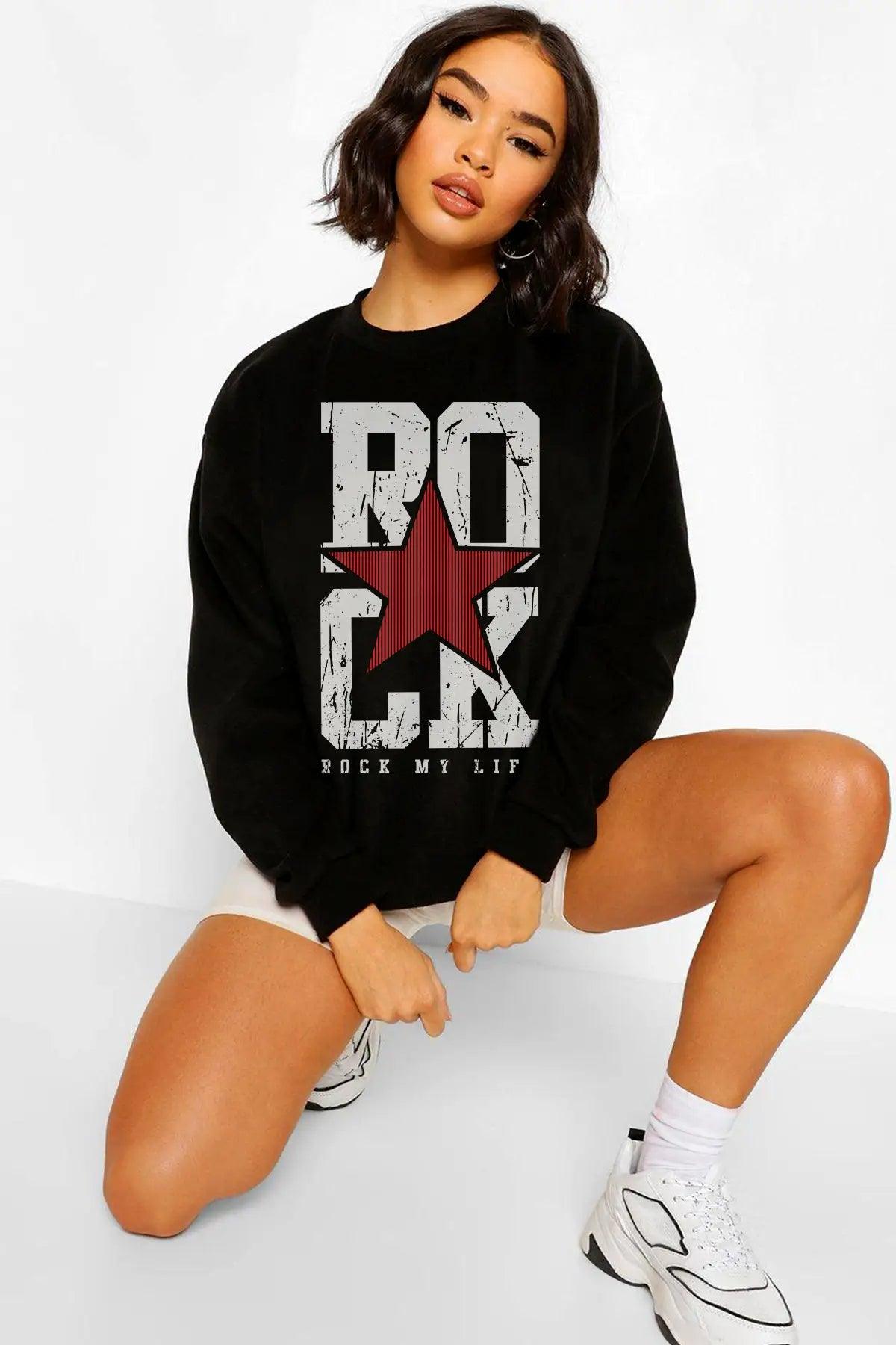 Rock Oversize Kadın Sweatshirt - PΛSΛGE