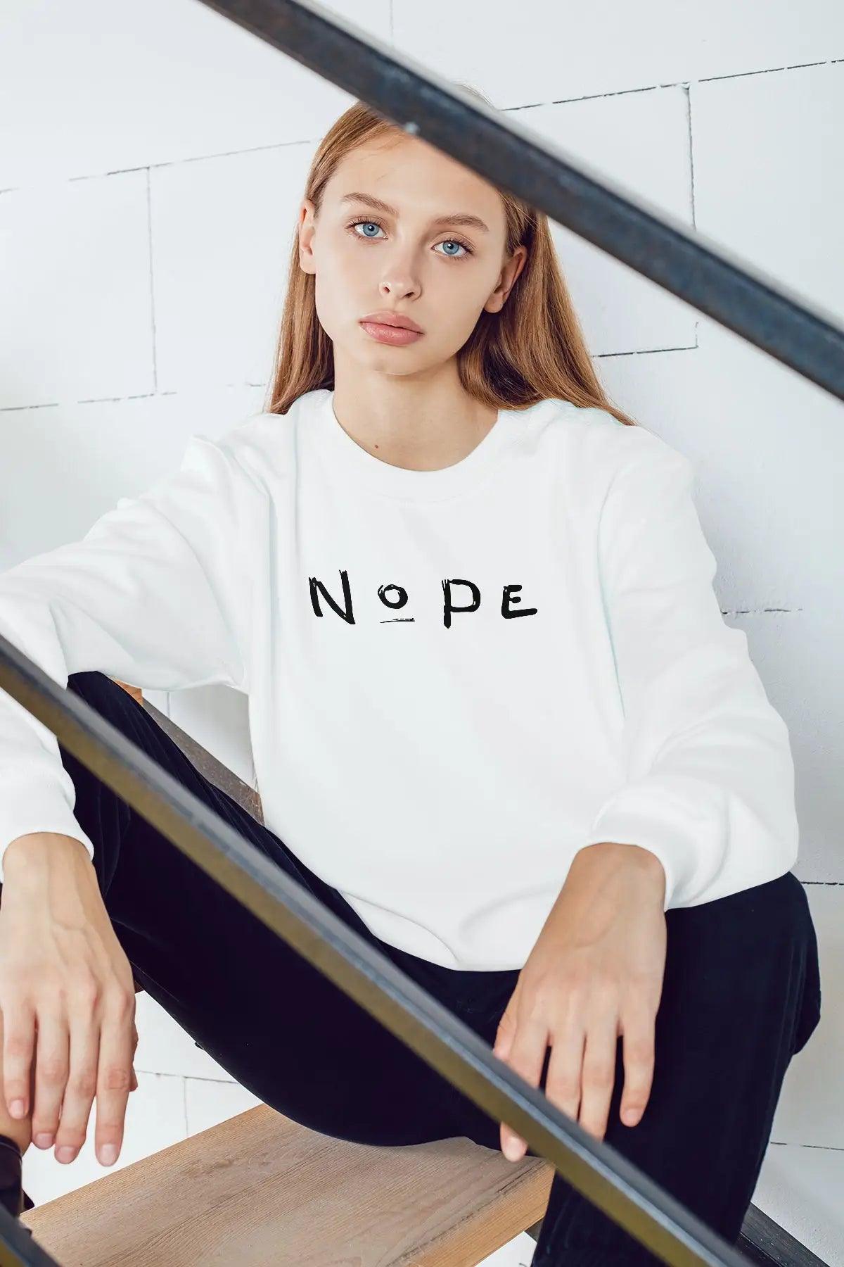 Nope Oversize Kadın Sweatshirt - PΛSΛGE