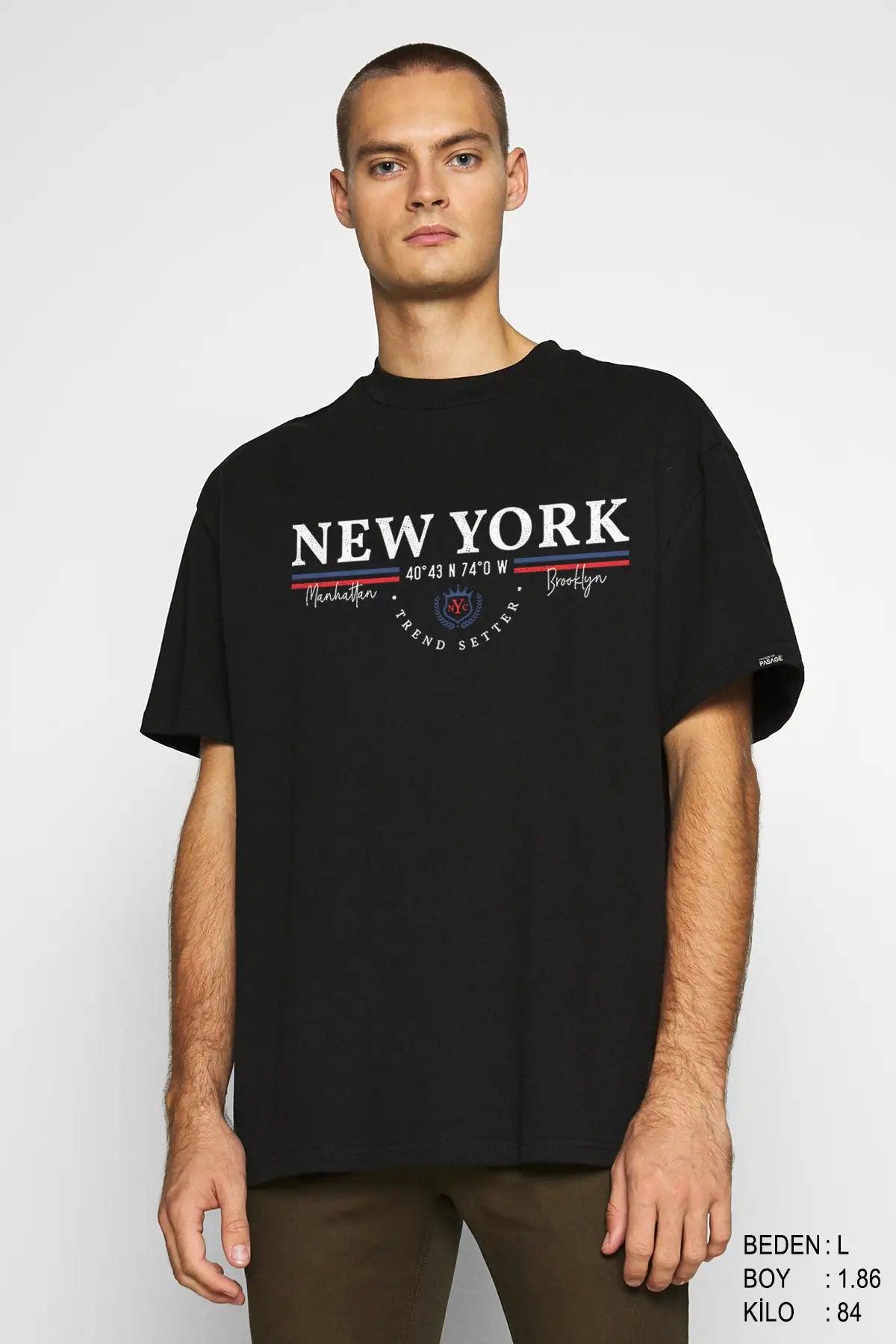 NYC Oversize Erkek Tişört - PΛSΛGE