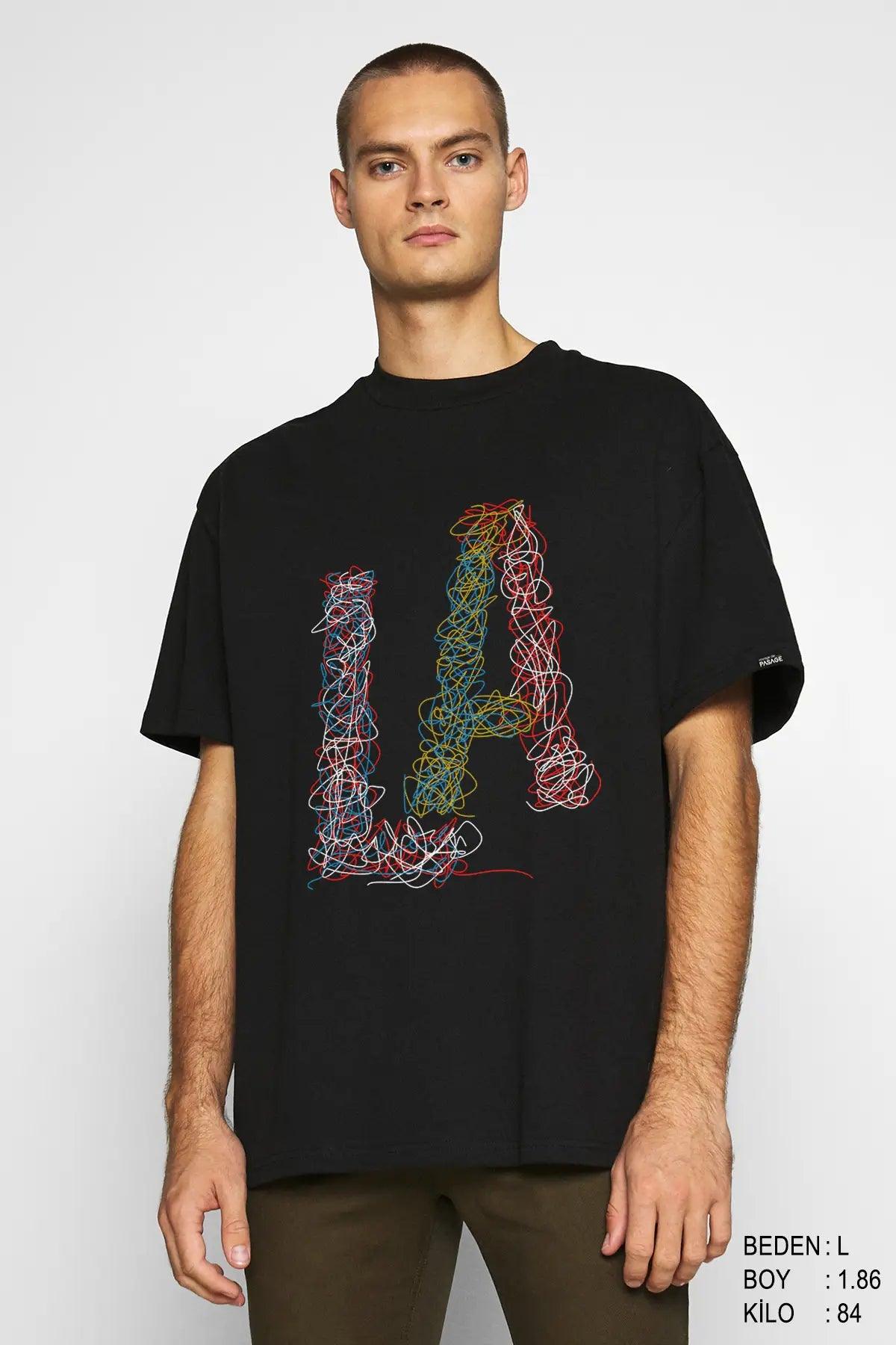 Linear LA Oversize Erkek Tişört - PΛSΛGE