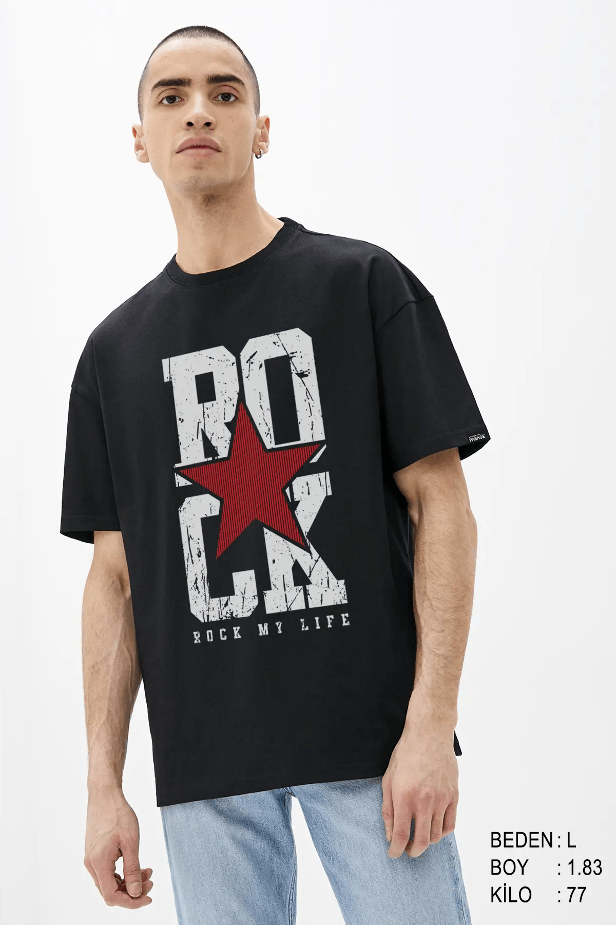 Rock Oversize Erkek Tişört - PΛSΛGE