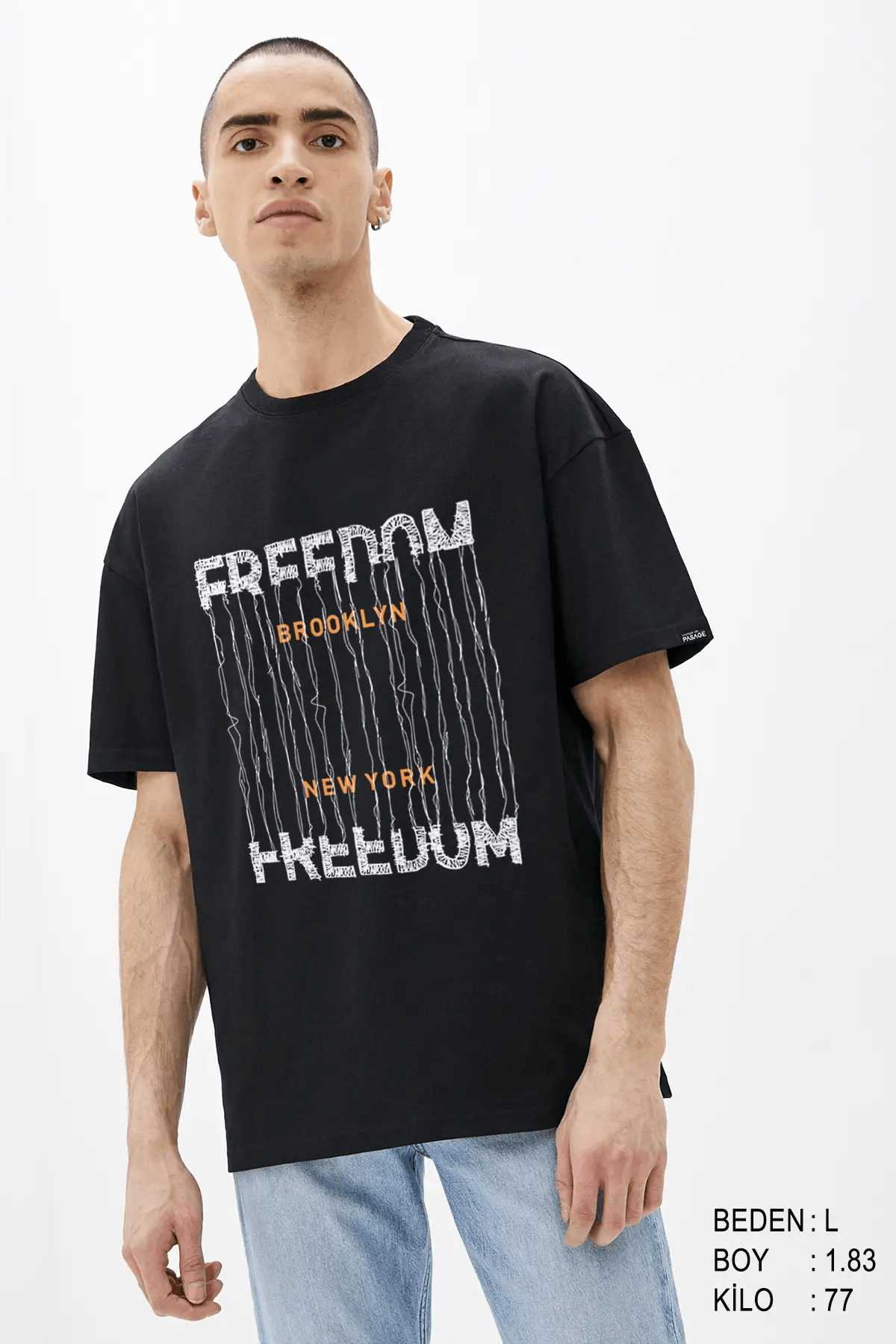 Liberty Oversize Erkek Tişört - PΛSΛGE