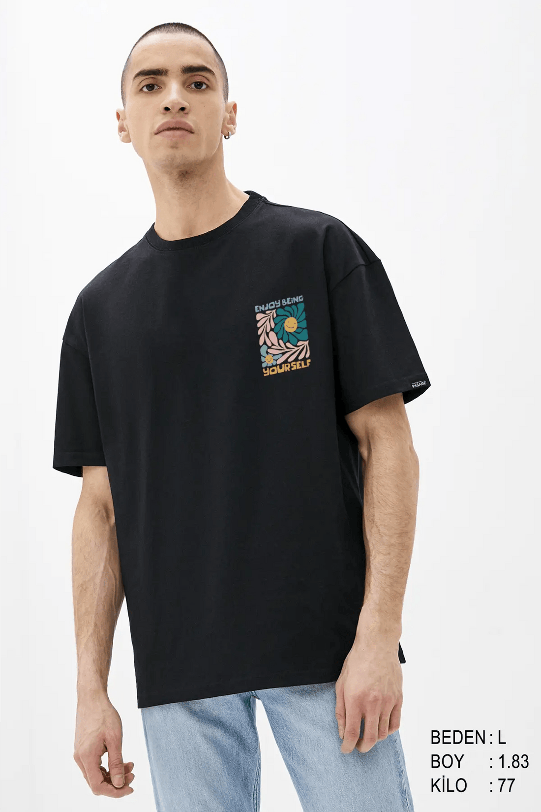 Enjoy Yourself Oversize Erkek Tişört - PΛSΛGE