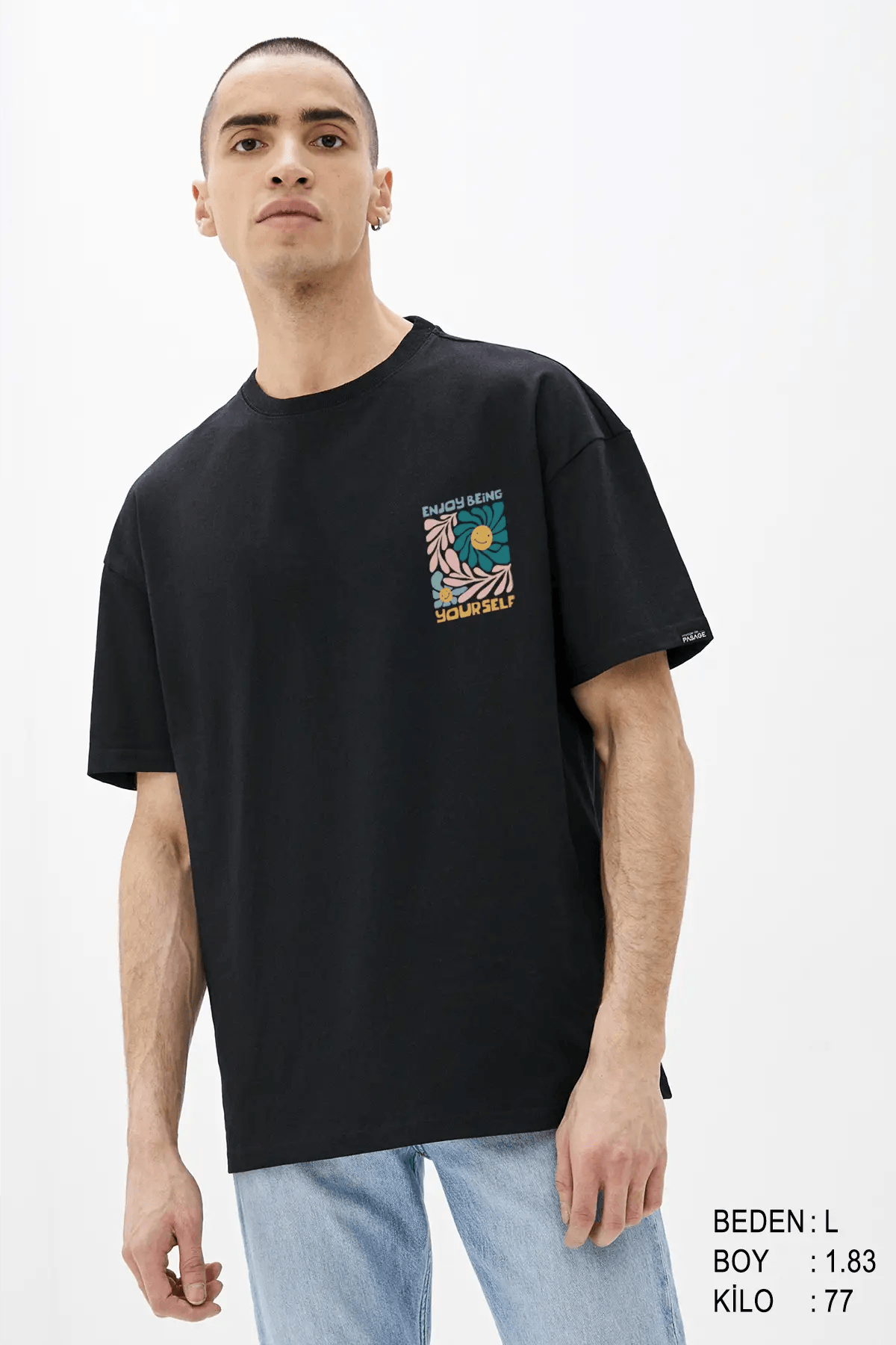 Enjoy Yourself Oversize Erkek Tişört - PΛSΛGE