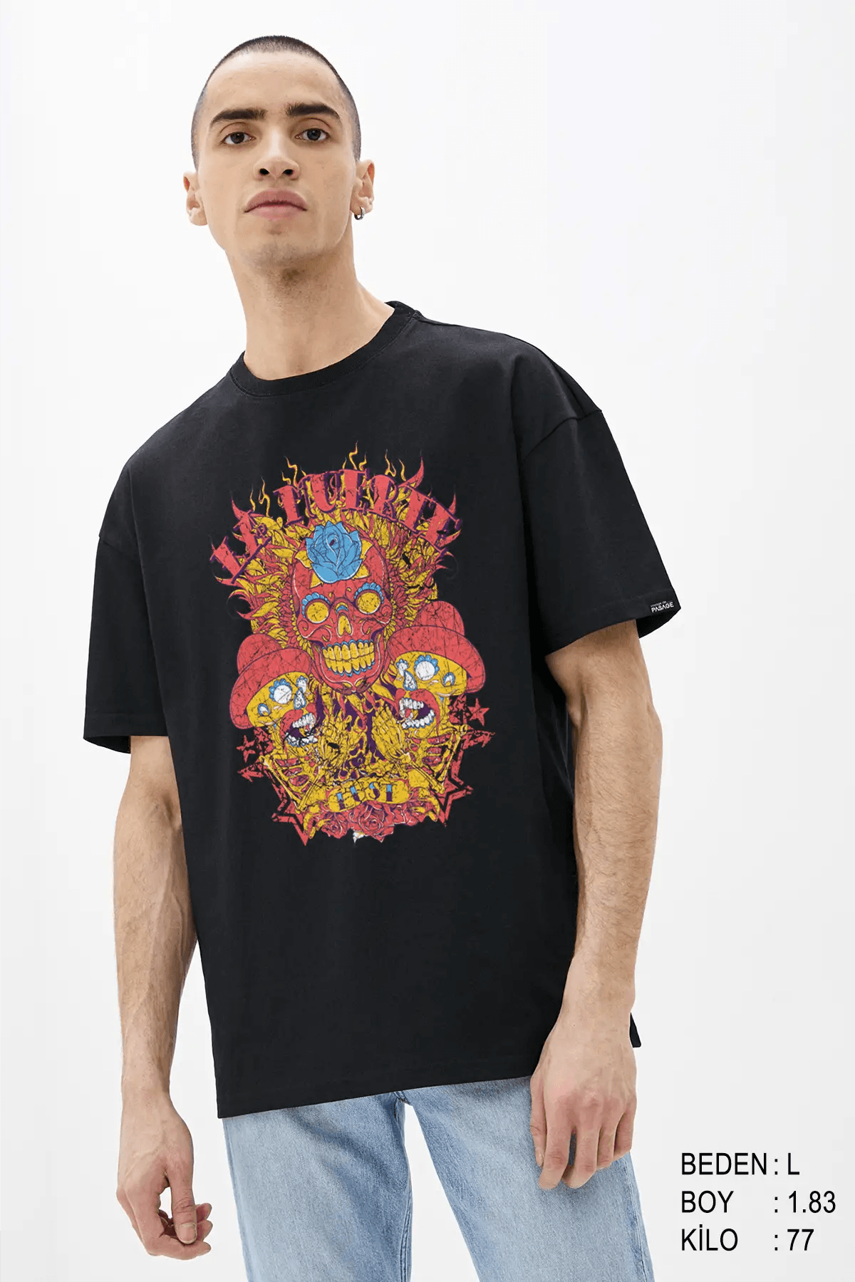 La Muerte Oversize Erkek Tişört - PΛSΛGE