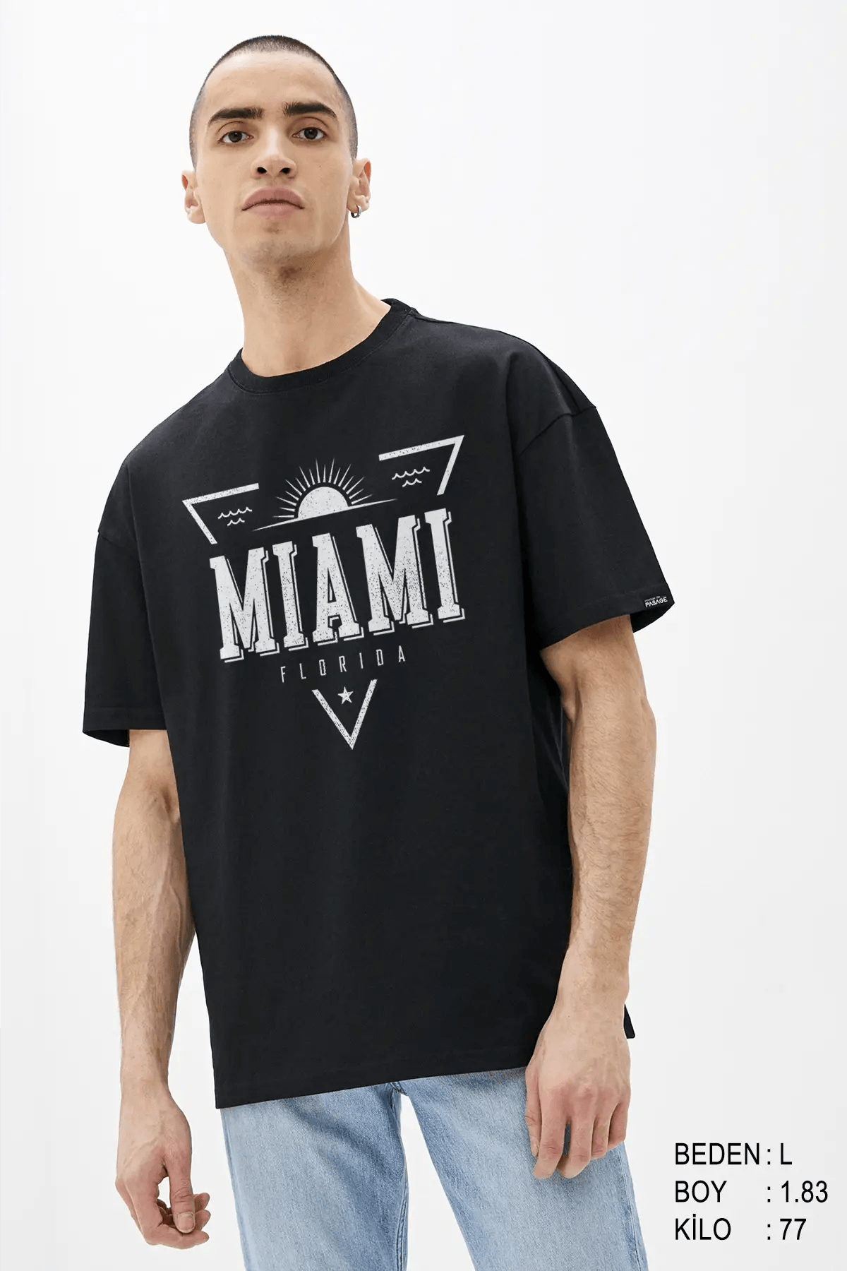 Miami Oversize Erkek Tişört - PΛSΛGE