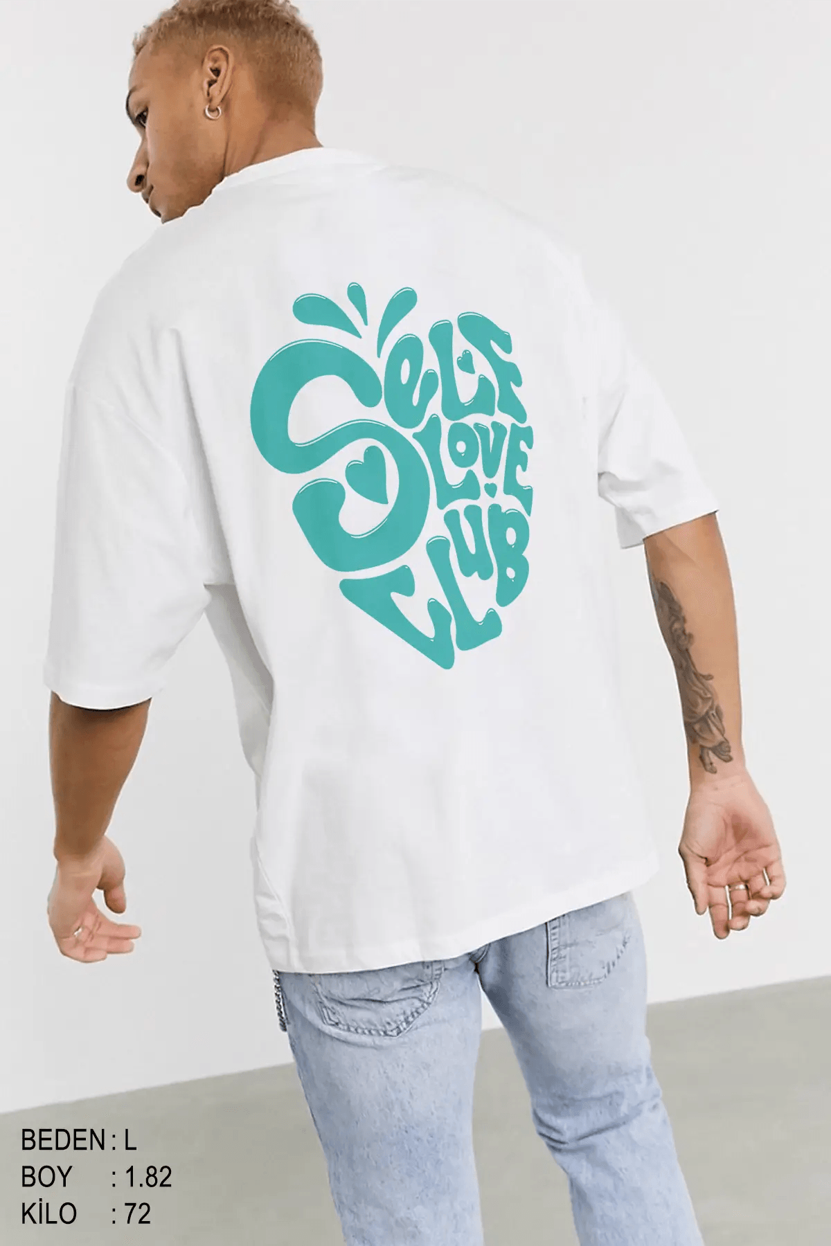Self Love Club Oversize Erkek Tişört - PΛSΛGE